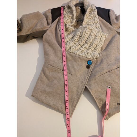 Desigual Jacket Wool Chunky Knit Faux Fur Art to Wear Boho Fall Winter Size 8 - Picture 16 of 16